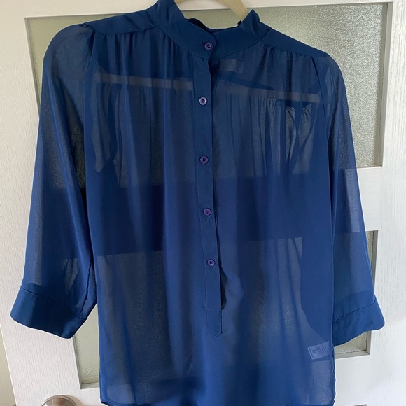 Costa Blanca sheer blue blouse - Picture 1 of 7